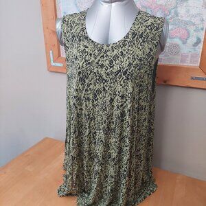 Pennington's Green and Black Patterned Sleeveless Top Scoop Plus Size Womens 1X